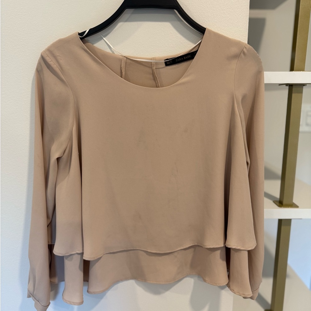 Zara Layered Blouse in Beige